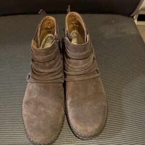 UGG Women's Brown Suede Ankle Booties with Wrap Strap Detail